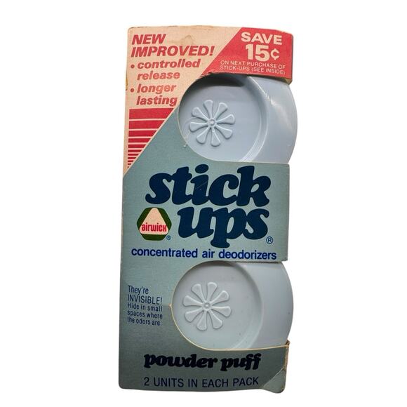 VTG Airwick Stick Ups Powder Puff Patent Pending Display Prop NOS - Picture 1 of 7